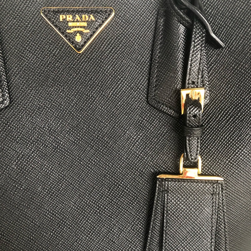 Prada  Large Black Saffiano Leather Bag with Gold Hardware - Picture 7 of 10